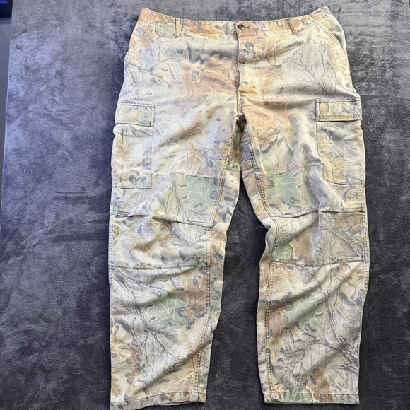 Other - Vintage Camo Cargo Pants Mens 40x28 XL Short Leaf Print Hunting Outdoors